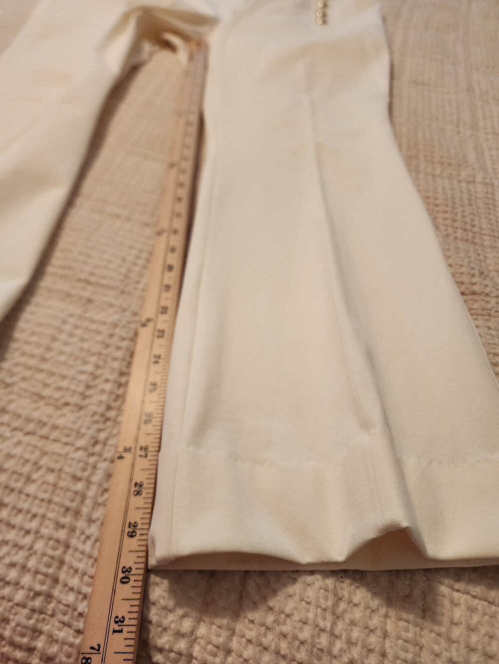 Derek Lam Cream Gold Sailor Button Flare Pants NWOT 18 Quiet Luxury Cotton - Picture 8 of 12